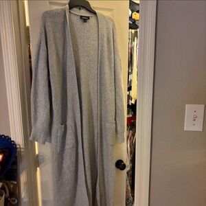 Express Light Gray Open Front Cardigan